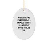 Funny Model Building Oval Ornament, Gifts from Men to Friends, Friends Gifts for Model Building Enthusiasts, Oval Ornament for Christmas - Image 1